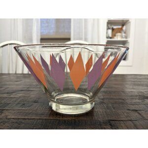 Atomic Mid Century Modern Glass Anchor Hocking Harlequin Large Chip Bowl